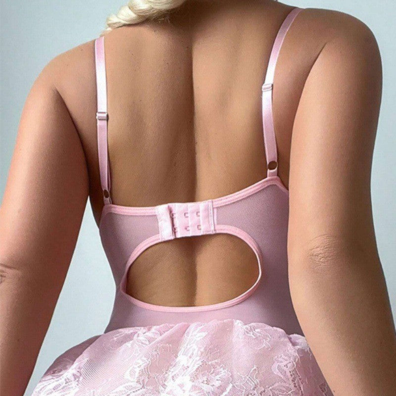 Eyelash Lace Corset Babydoll Garter Set
