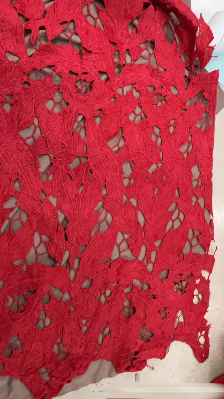 Floral Lace Bow Strap Column Gown - red - 8