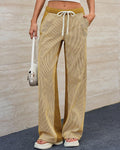 Striped Panelled Low Rise Wide Leg Jeans - Yellow