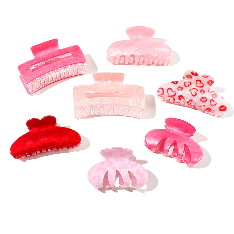 Valentine Heart and Lip Print Hair Claw Clip
