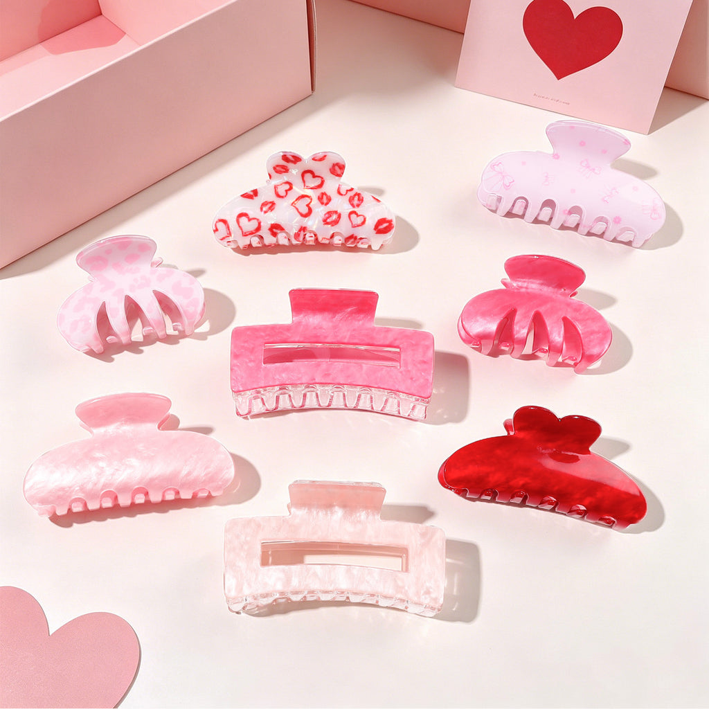 Valentine Heart and Lip Print Hair Claw Clip - view 1