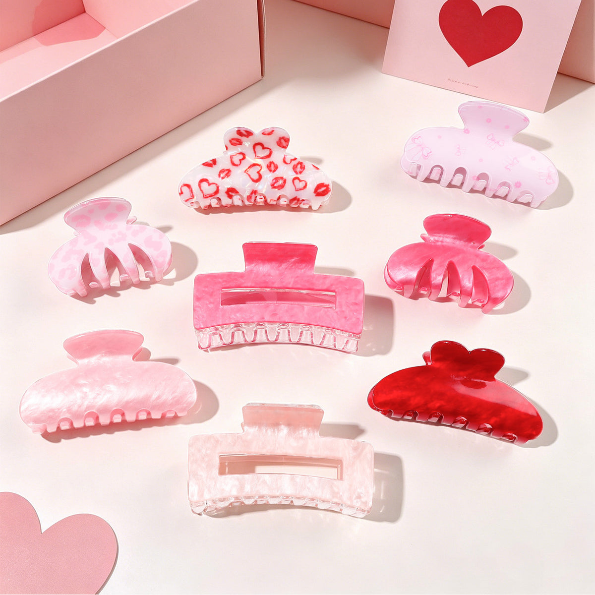 Valentine Heart and Lip Print Hair Claw Clip - view 1