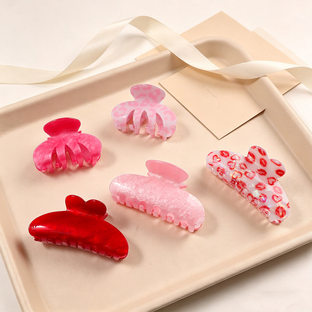 Valentine Heart and Lip Print Hair Claw Clip - view 2