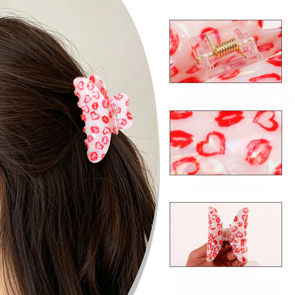 Valentine Heart and Lip Print Hair Claw Clip - view 3