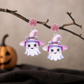 Cute Ghost Acrylic Dangle Earrings With Glitter Studs - NO-3