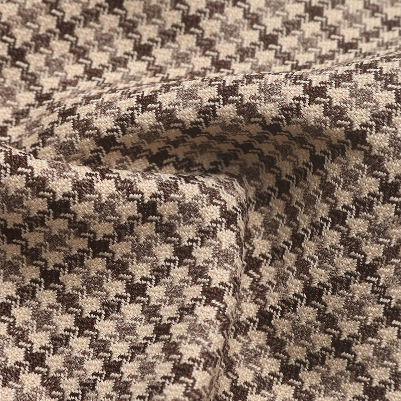 Houndstooth Notch Lapel Tailored Blazer - Khaki - 4