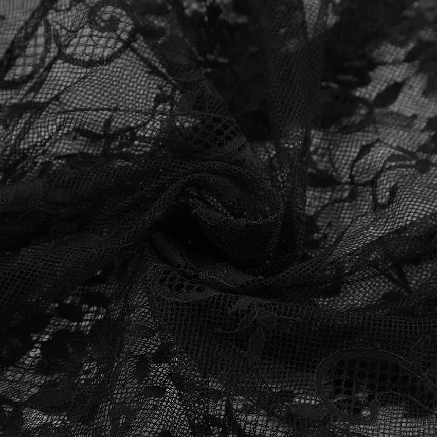 Tiered Ruffle Lace Maxi Skirt - black - 13