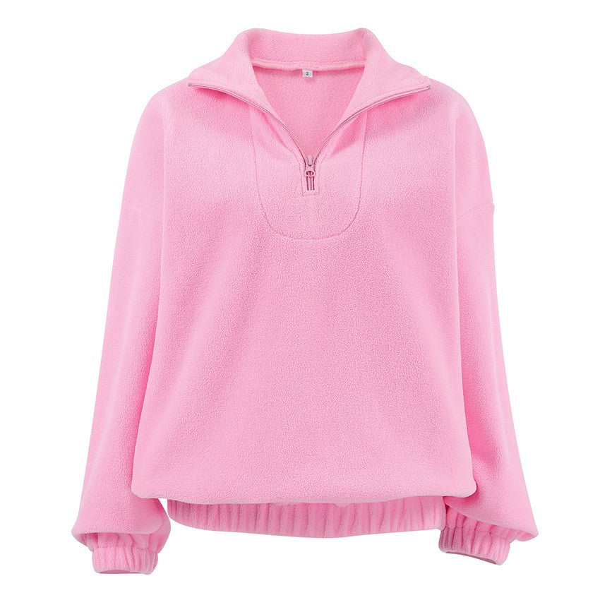 Oversized Polar Fleece Half Zip Athletic Pullover