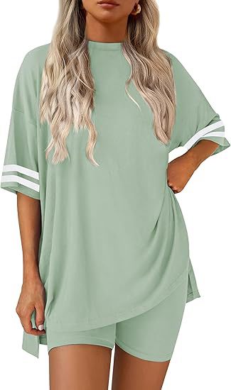Varsity Stripe Sleeve Tee and Shorts Set - MintGreen