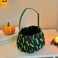 Skull And Bat Print Trick Or Treat Bag - Green_Bat