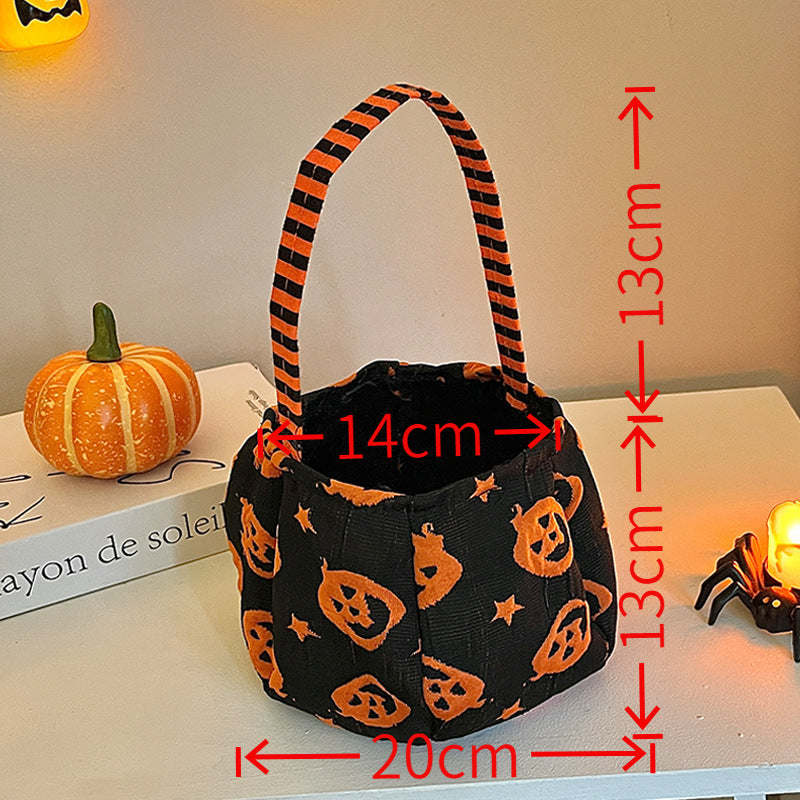 Skull And Bat Print Trick Or Treat Bag - Orange