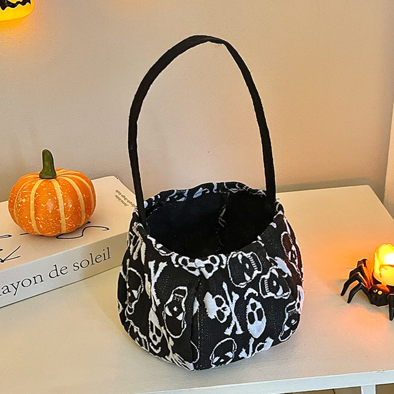 Skull And Bat Print Trick Or Treat Bag - Skull_Head
