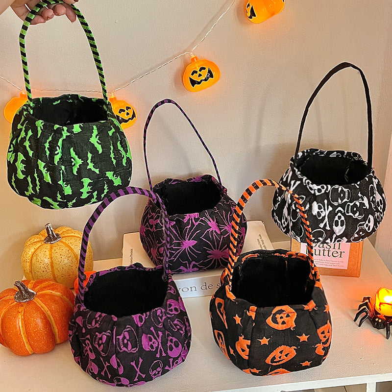 Skull And Bat Print Trick Or Treat Bag