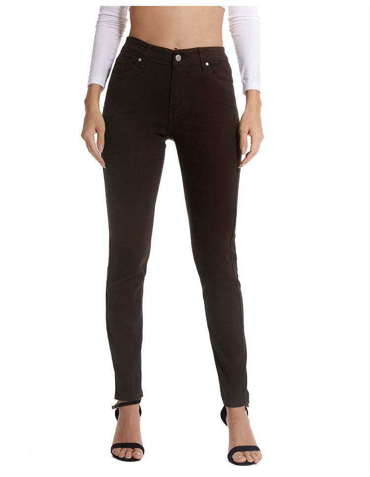 Chocolate Brown Mid Rise Skinny Pants - brown - 1