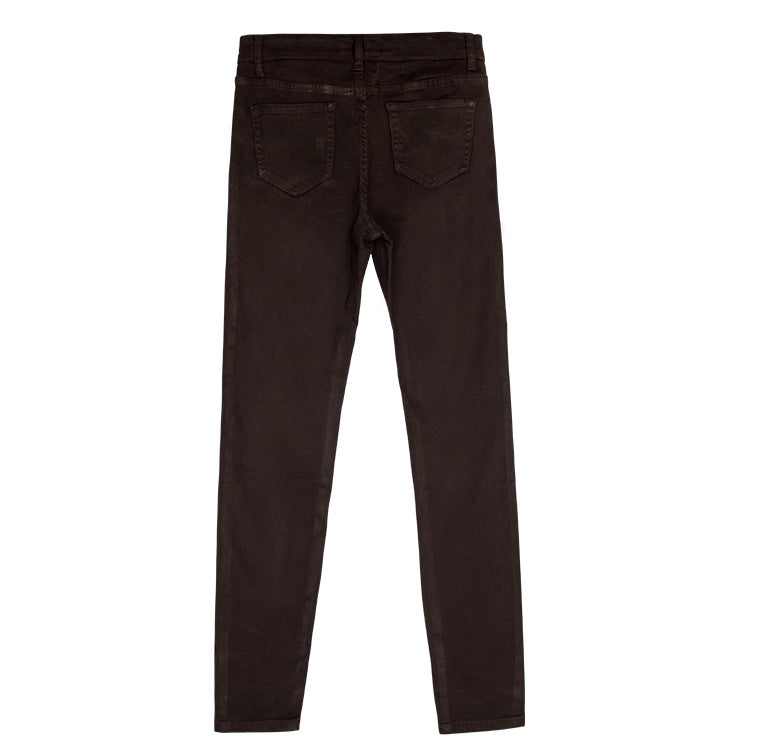 Chocolate Brown Mid Rise Skinny Pants - brown - 3