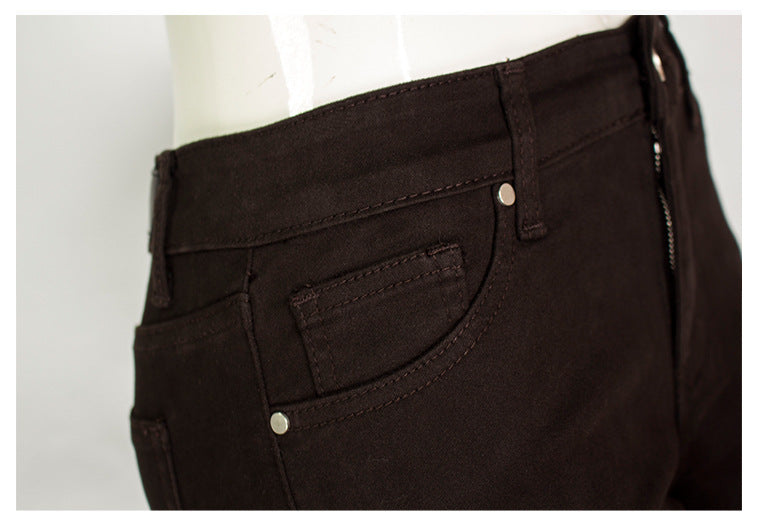 Chocolate Brown Mid Rise Skinny Pants - brown - 5