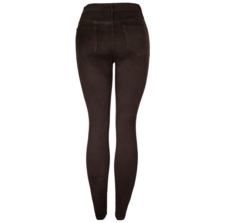 Chocolate Brown Mid Rise Skinny Pants - brown - 6
