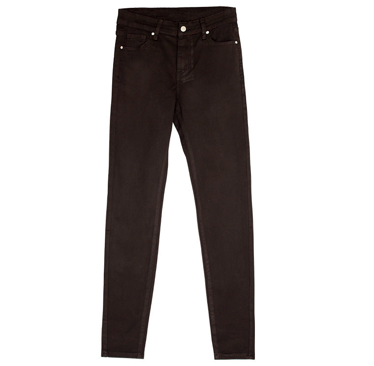 Chocolate Brown Mid Rise Skinny Pants - brown - 7