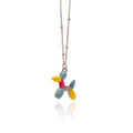 Enamel Balloon Puppy Pendant Necklace - Silvery