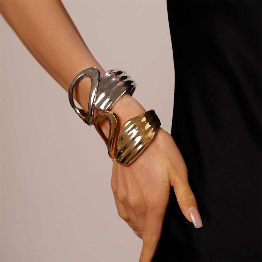 Sculpted Wave Open Cuff Bracelet