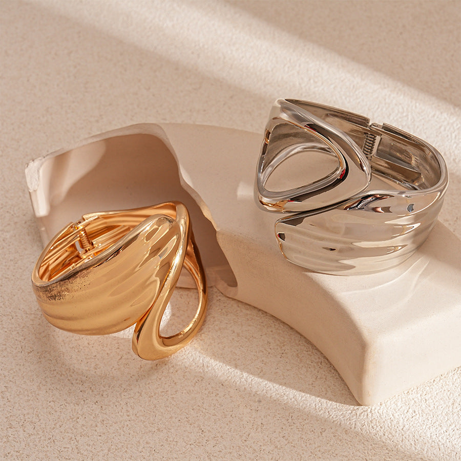 Sculpted Wave Open Cuff Bracelet - view 1