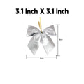 Pre-Tied Christmas Bow Ornaments with Twist Ties - M_Silver