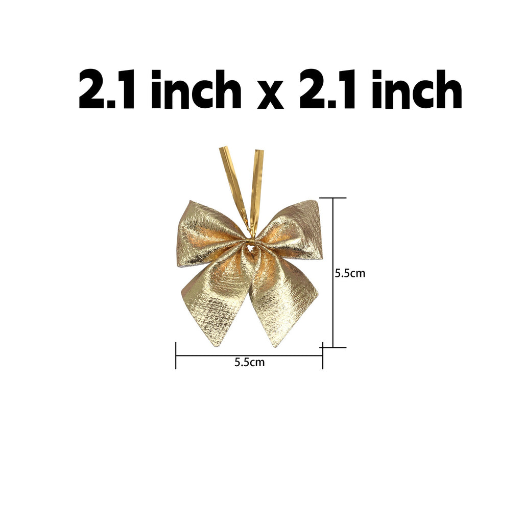 Pre-Tied Christmas Bow Ornaments with Twist Ties - S_Gold
