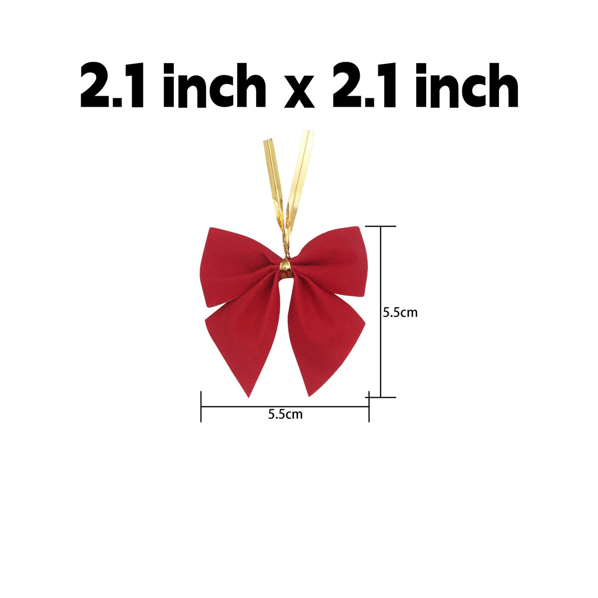 Pre-Tied Christmas Bow Ornaments with Twist Ties - S_Red