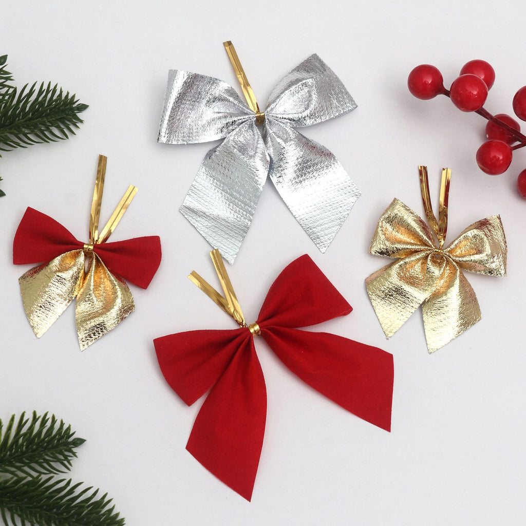 Pre-Tied Christmas Bow Ornaments with Twist Ties - view 1