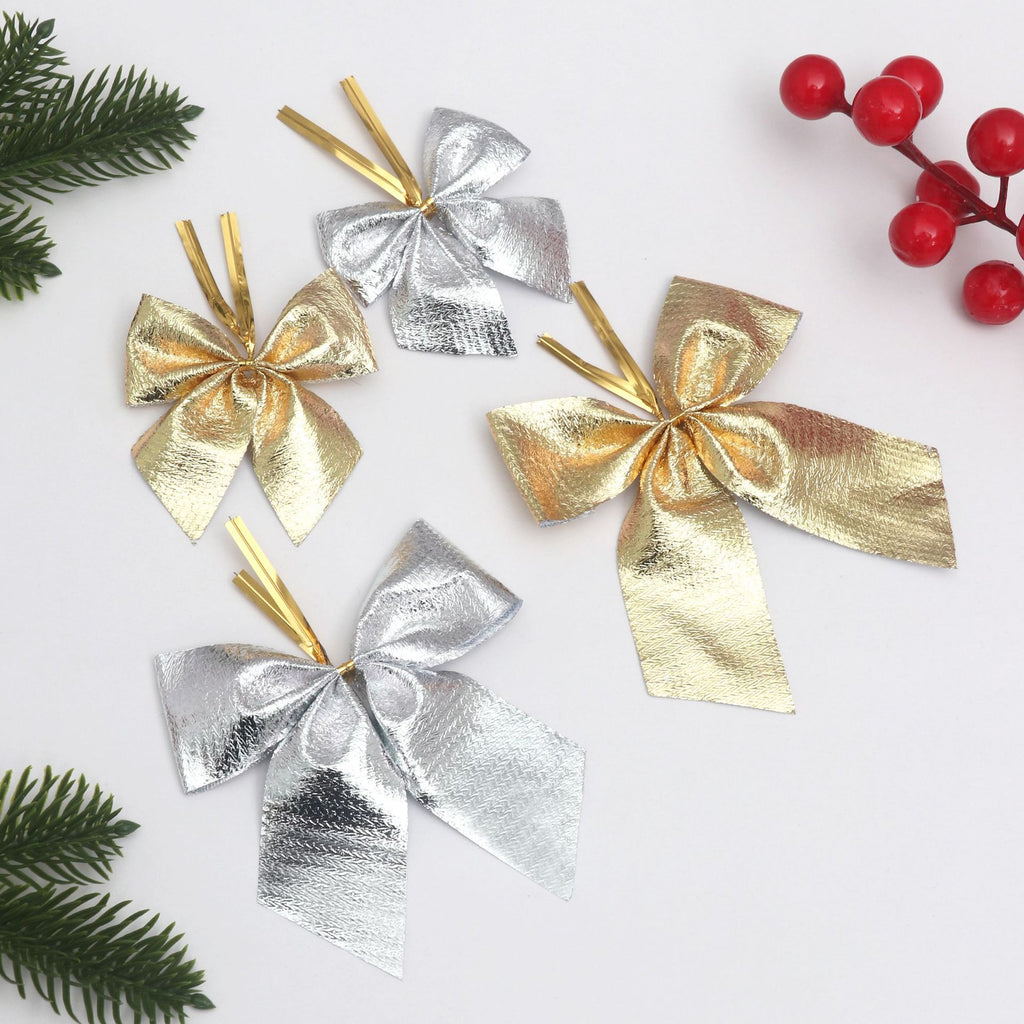 Pre-Tied Christmas Bow Ornaments with Twist Ties - view 2