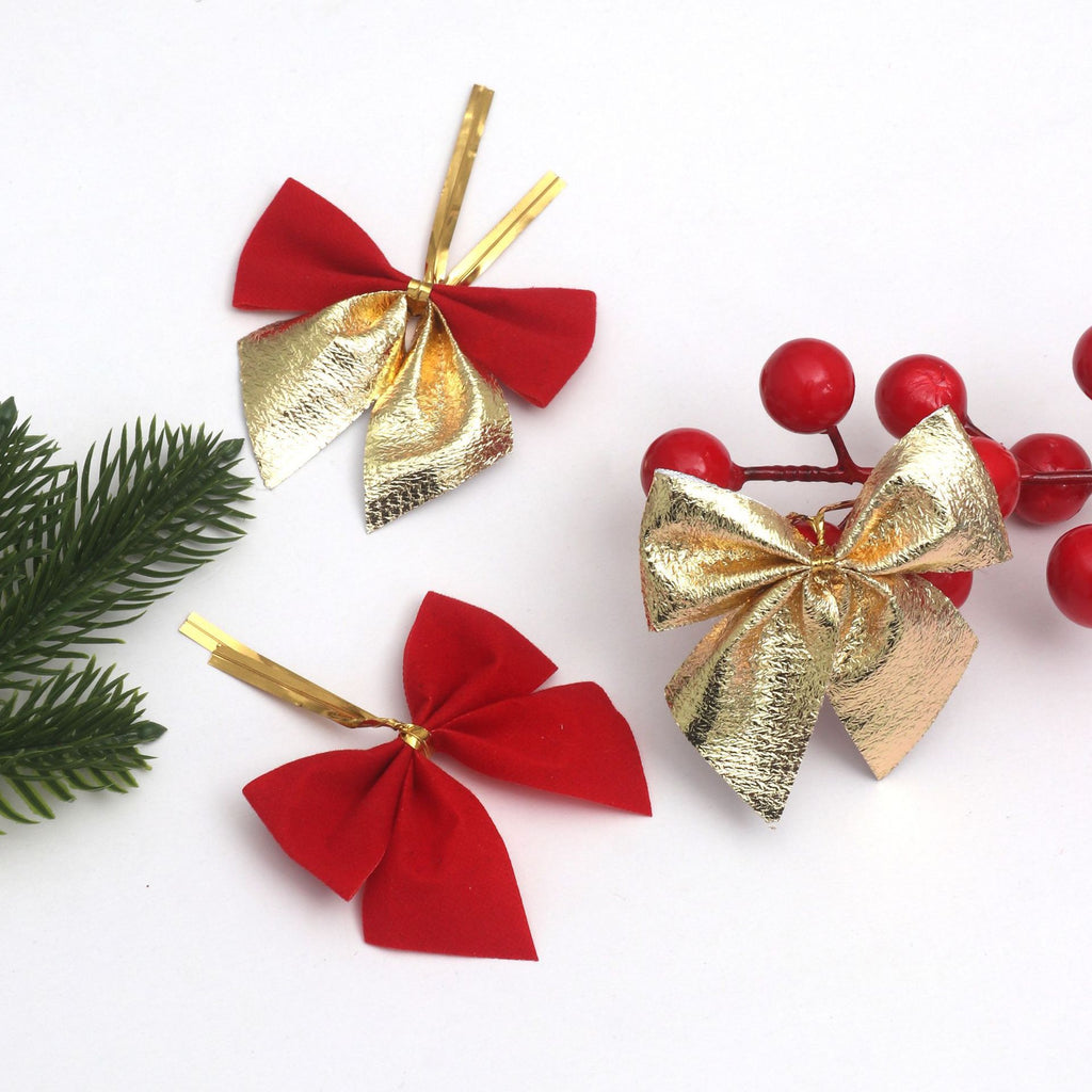 Pre-Tied Christmas Bow Ornaments with Twist Ties - view 3