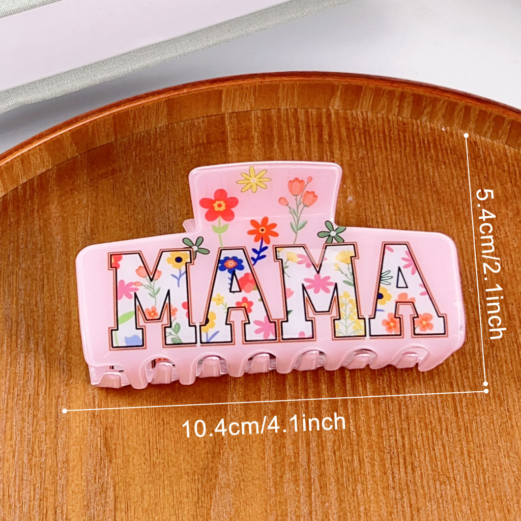 Mama Lettering Large Hair Claw Clip Floral Print - Flower