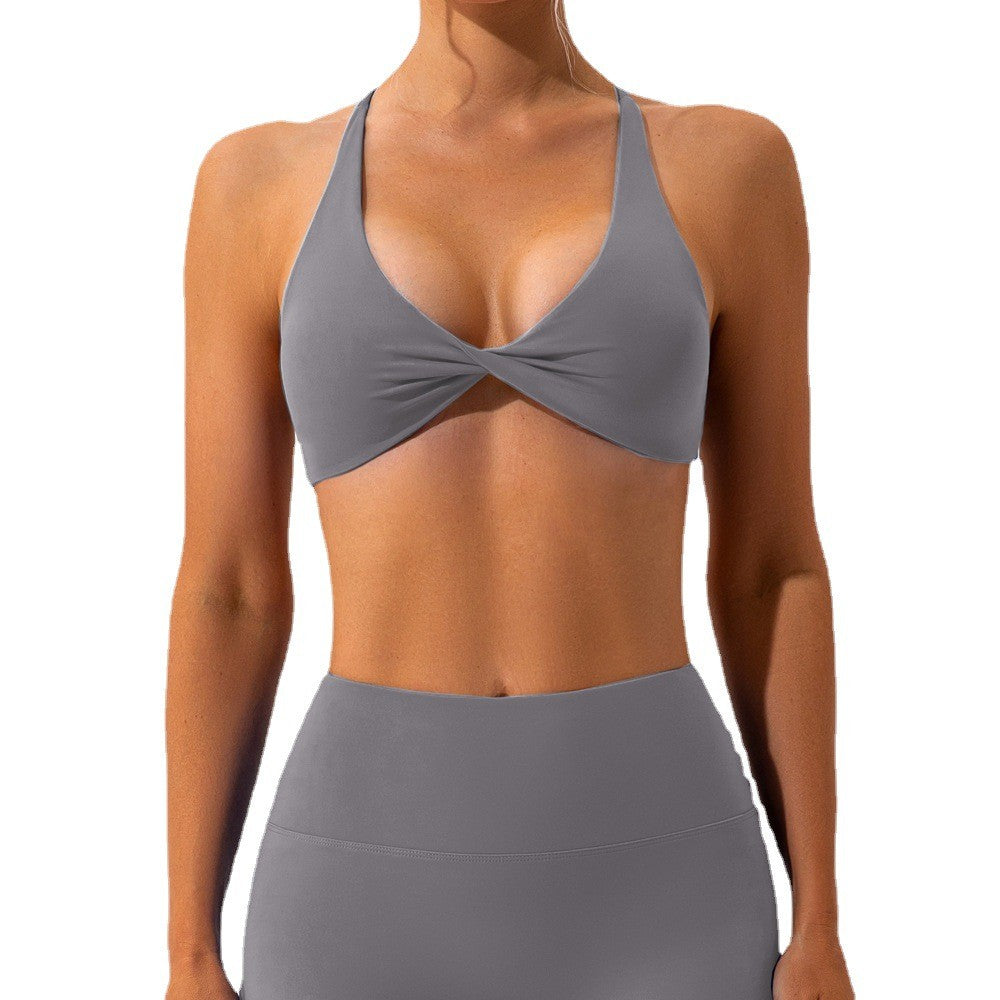 Buttery Soft Twist Front Cross Back Workout Bra