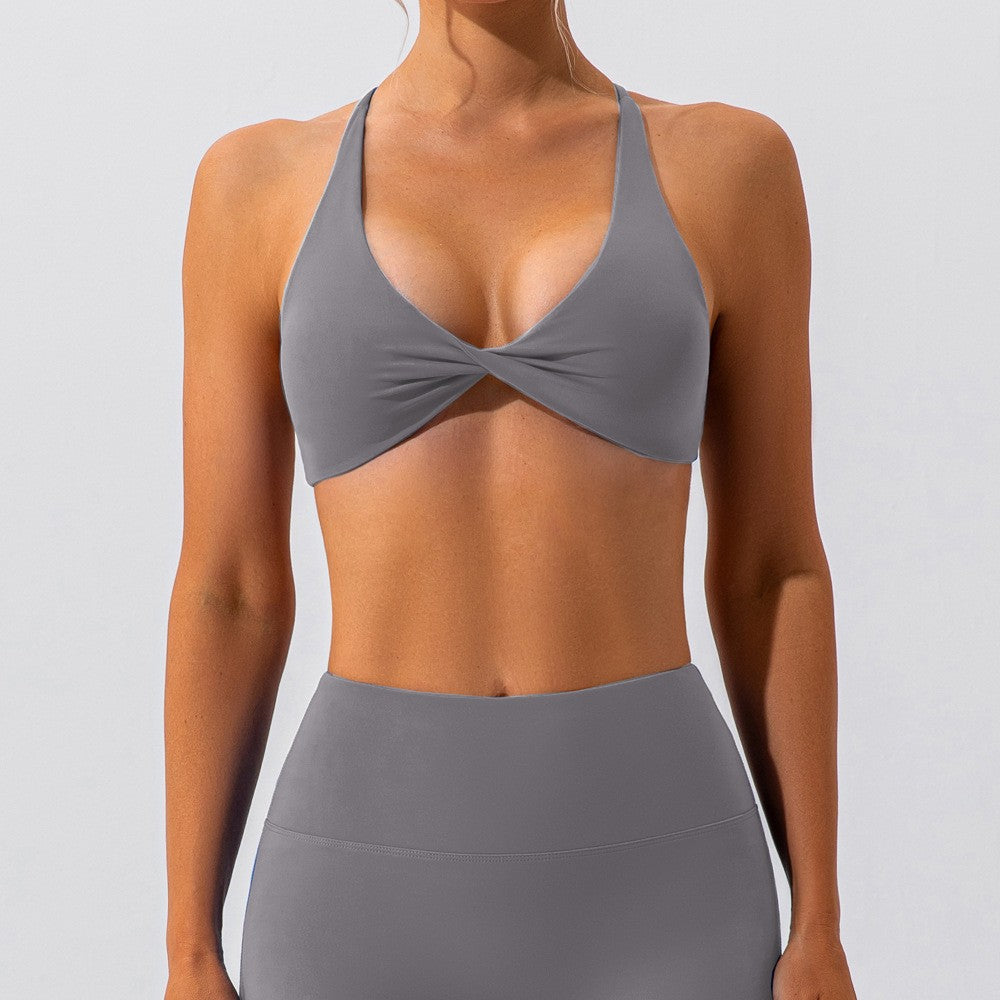 Buttery Soft Twist Front Cross Back Workout Bra