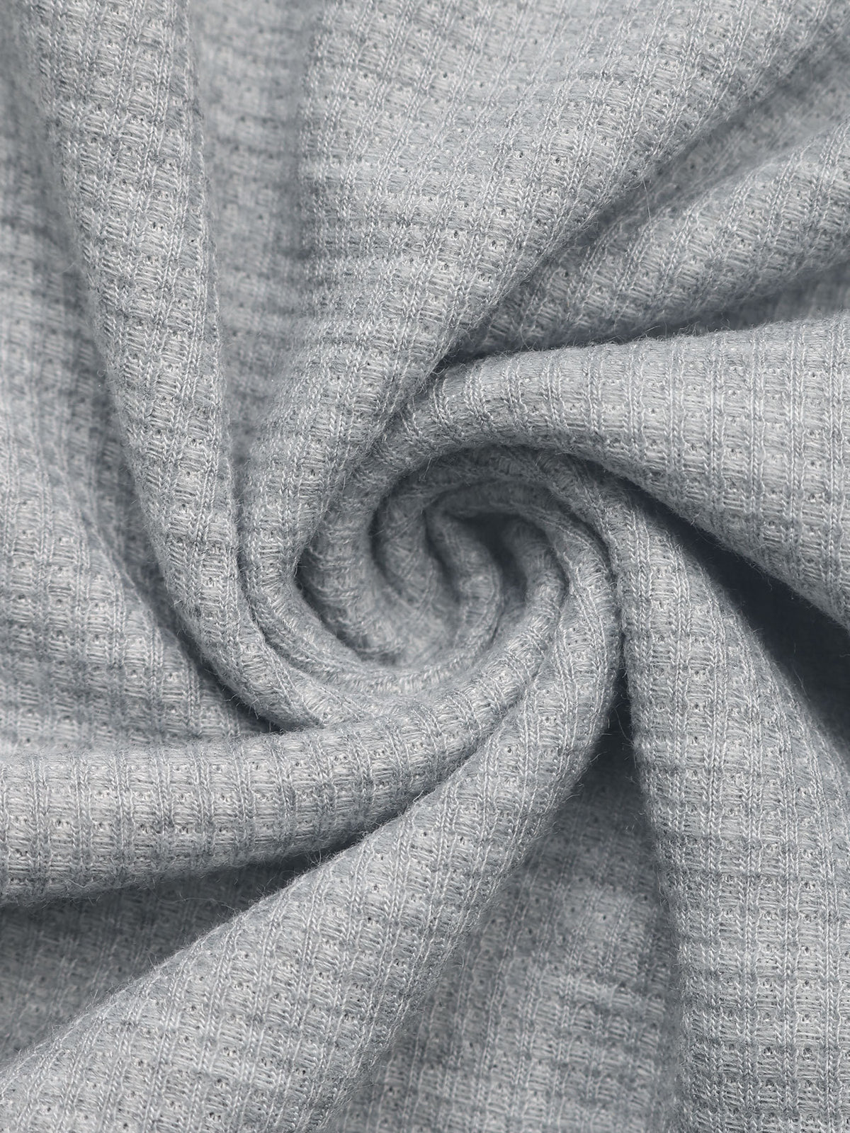 Oversized Henley Button Waffle Knit Hoodie - Grey - 1