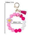 Tassel And Daisy Bead Wristlet Keychain - RoseRed