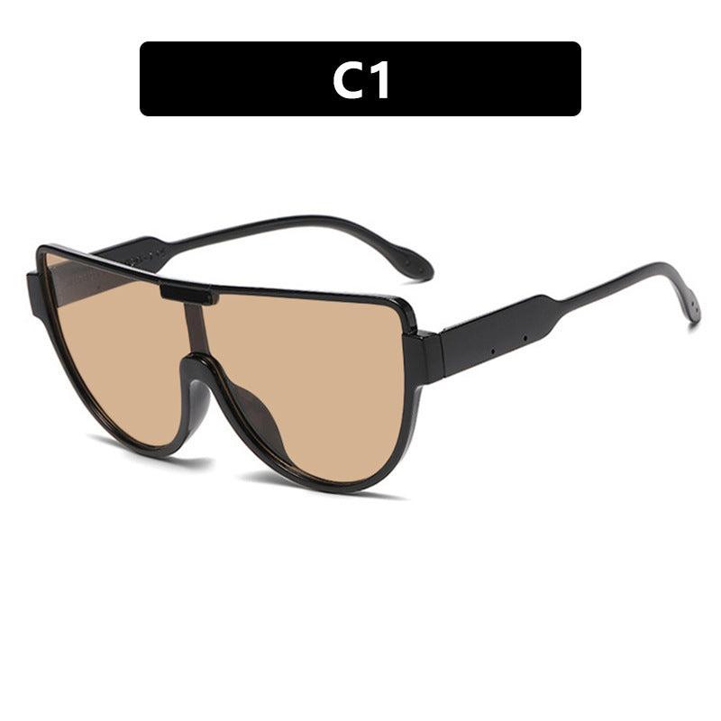 Oversized Half Frame Shield Sunglasses - NO_01