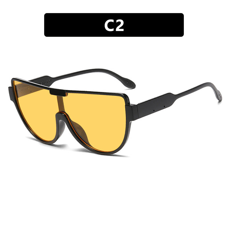 Oversized Half Frame Shield Sunglasses - NO_02