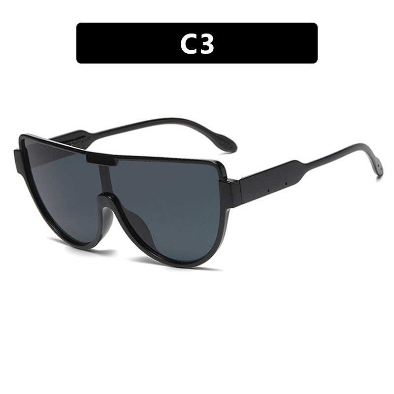 Oversized Half Frame Shield Sunglasses - NO_03