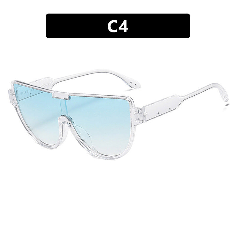 Oversized Half Frame Shield Sunglasses - NO_04