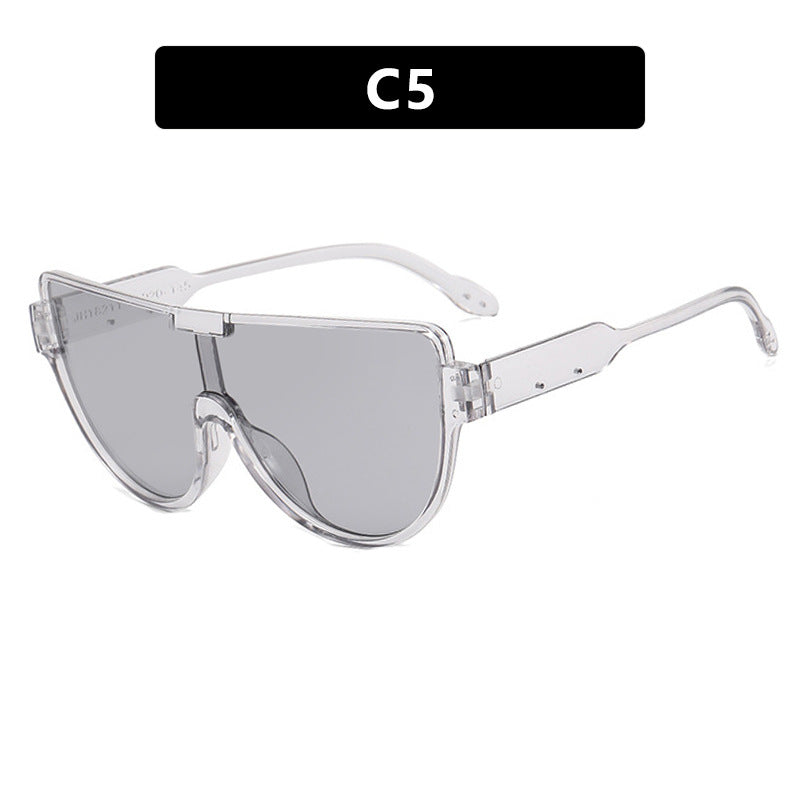 Oversized Half Frame Shield Sunglasses - NO_05