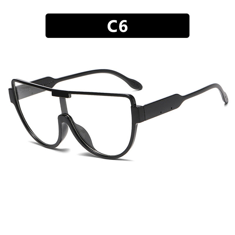 Oversized Half Frame Shield Sunglasses - NO_06