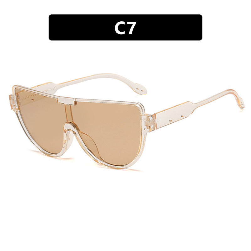 Oversized Half Frame Shield Sunglasses - NO_07