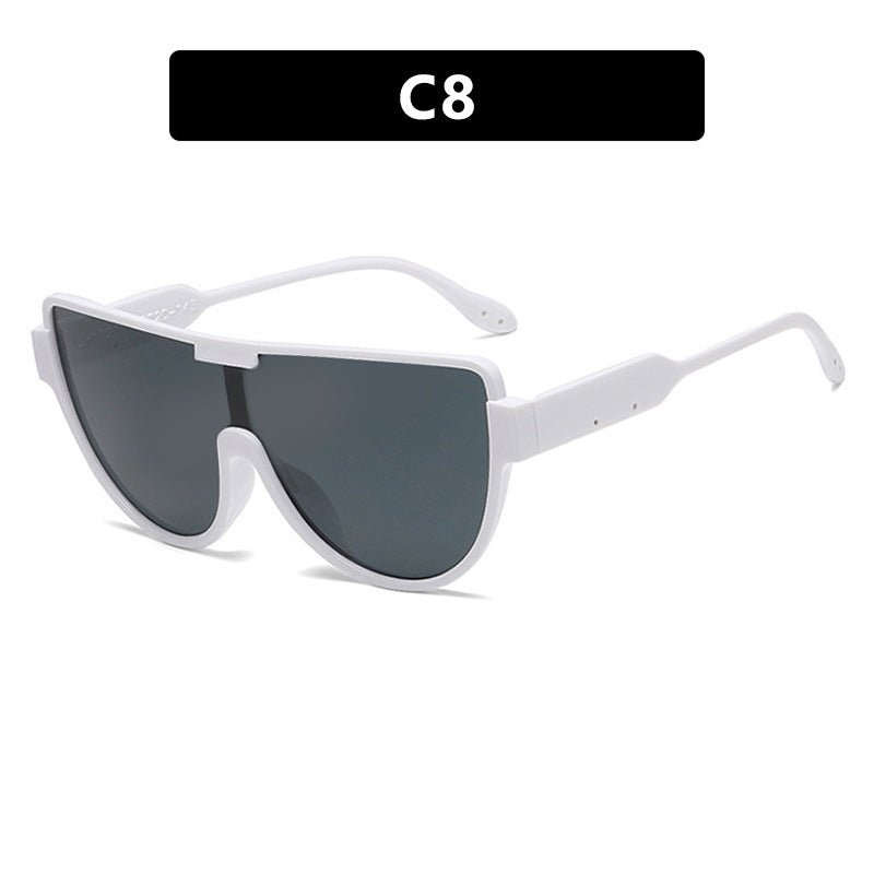 Oversized Half Frame Shield Sunglasses - NO_08