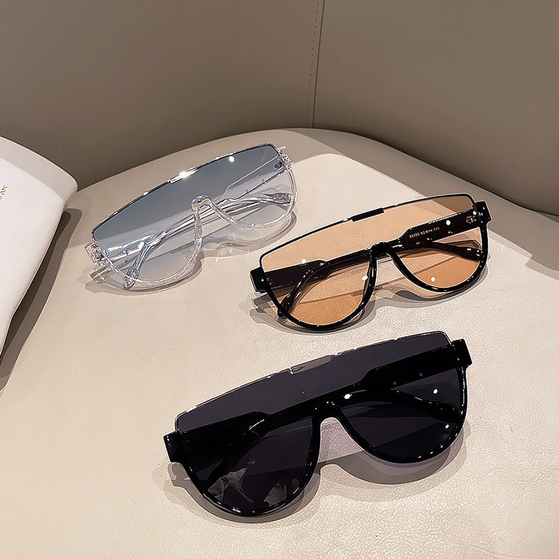Oversized Half Frame Shield Sunglasses - view 1