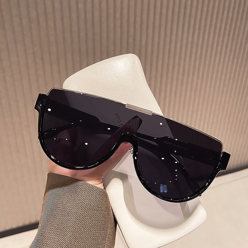 Oversized Half Frame Shield Sunglasses - view 2
