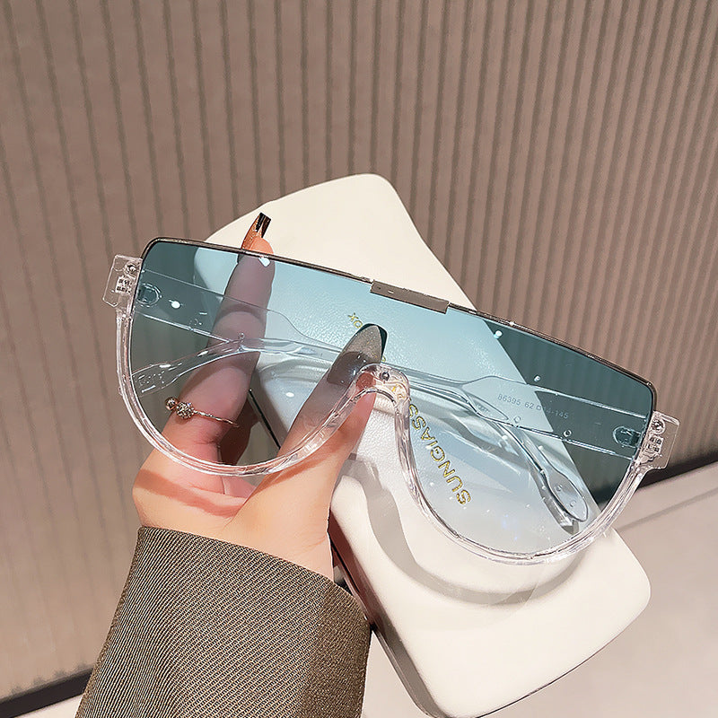 Oversized Half Frame Shield Sunglasses - view 3