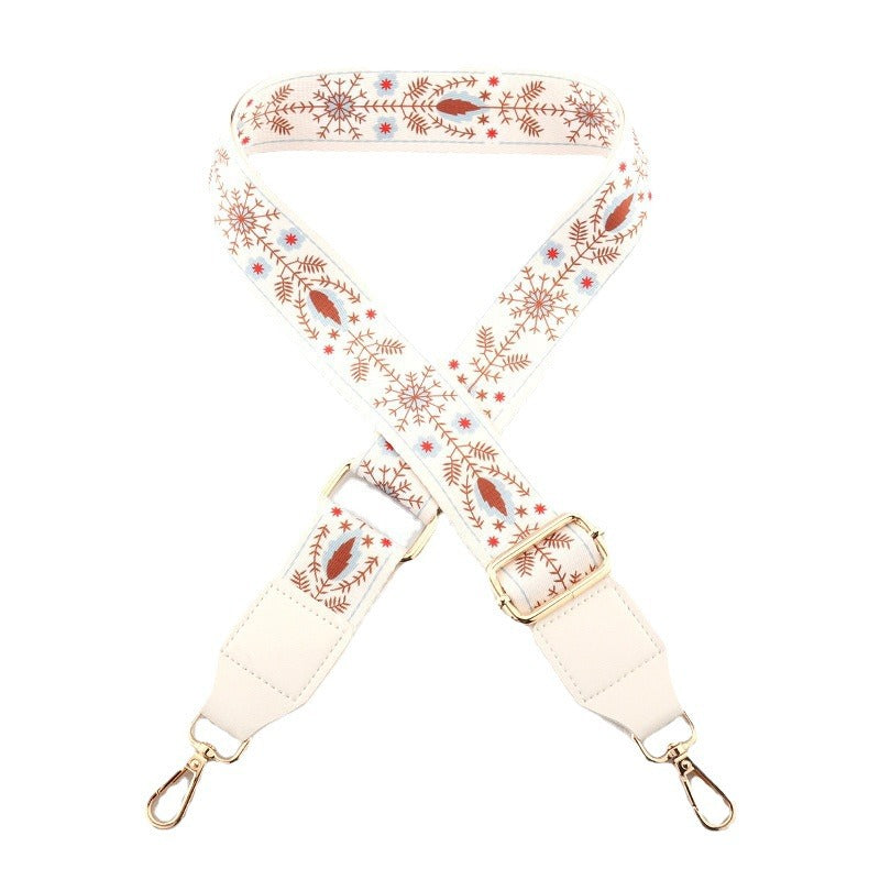 Patterned Adjustable Wide Bag Strap - Beige - 1