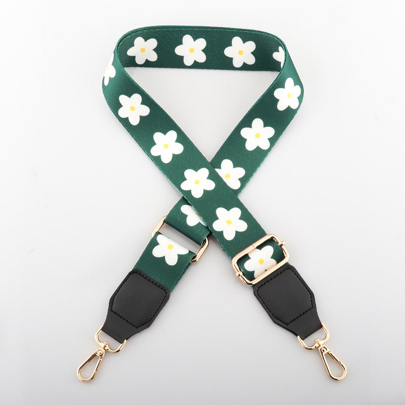 Patterned Adjustable Wide Bag Strap - Green