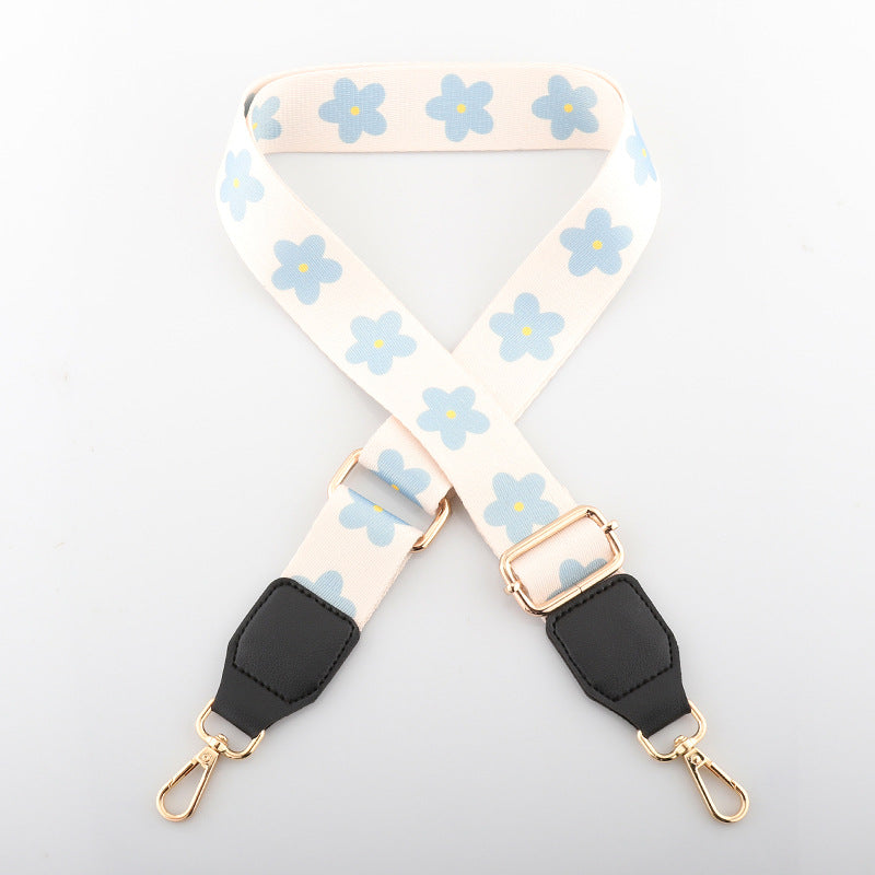 Patterned Adjustable Wide Bag Strap - White